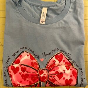 NEW! Bella Canvas Tee with Heart Bow Graphic